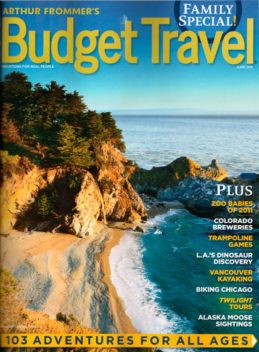 Arthur Frommer's Budget Travel Magazine Cover Photo - McWay Falls Big Sur
