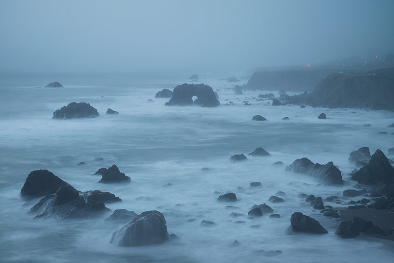 Foggy Evening at Arched Rock Beach, Sonoma Coast SB, California
