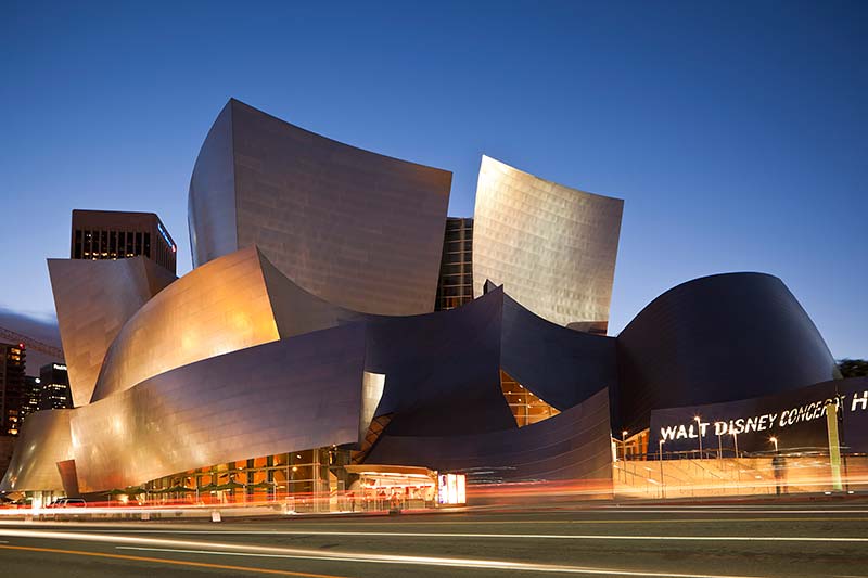 Walt Disney Concert Hall at Night, Los Angeles, California