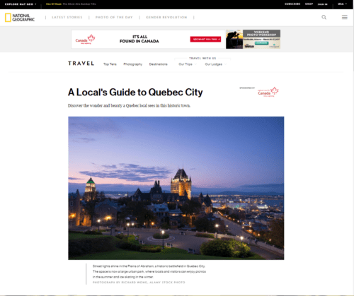 National Geographic - Quebec City Photo